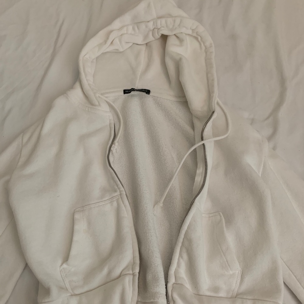 brandy cropped white zip up